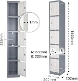 The Workplace Depot 5 Door Heavy Duty Locker Grey White 1800x300x300mm view 3