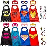 Dropplex 8 Superhero Capes for Kids - Super Hero Toys & Costumes Birthday Party Supplies (Boys & Girls)