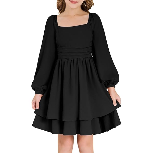 GUCURIN Women Bubble Mini Dress Long Sleeve Square Neck Backless Puffy Skirt  Dress Short Formal Dresses(S,Black) at Amazon Women's Clothing store