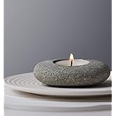 ICNBUYS Handmade Pebble Tea Light Candle Holder Handcrafted Tealight Holder for Zen Garden, Altar, Mantle, Desk, Table, Shelf