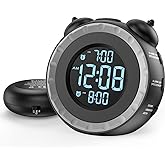uscce Loud Dual Alarm Clock with Bed Shaker - 0-100% Dimmer, Vibrating Alarm Clock for Heavy Sleepers or Hearing Impaired, Ea