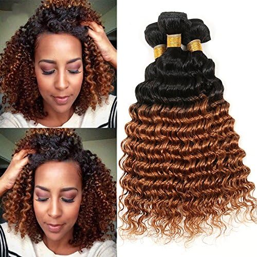 Sexy Weave 8A 1B30 Ombre Black Brown Brazilian Deep Curly Wave 3 Bundles Virgin Hair Weave Wet And Wavy Brazilian Hair Water Wave Human Hair