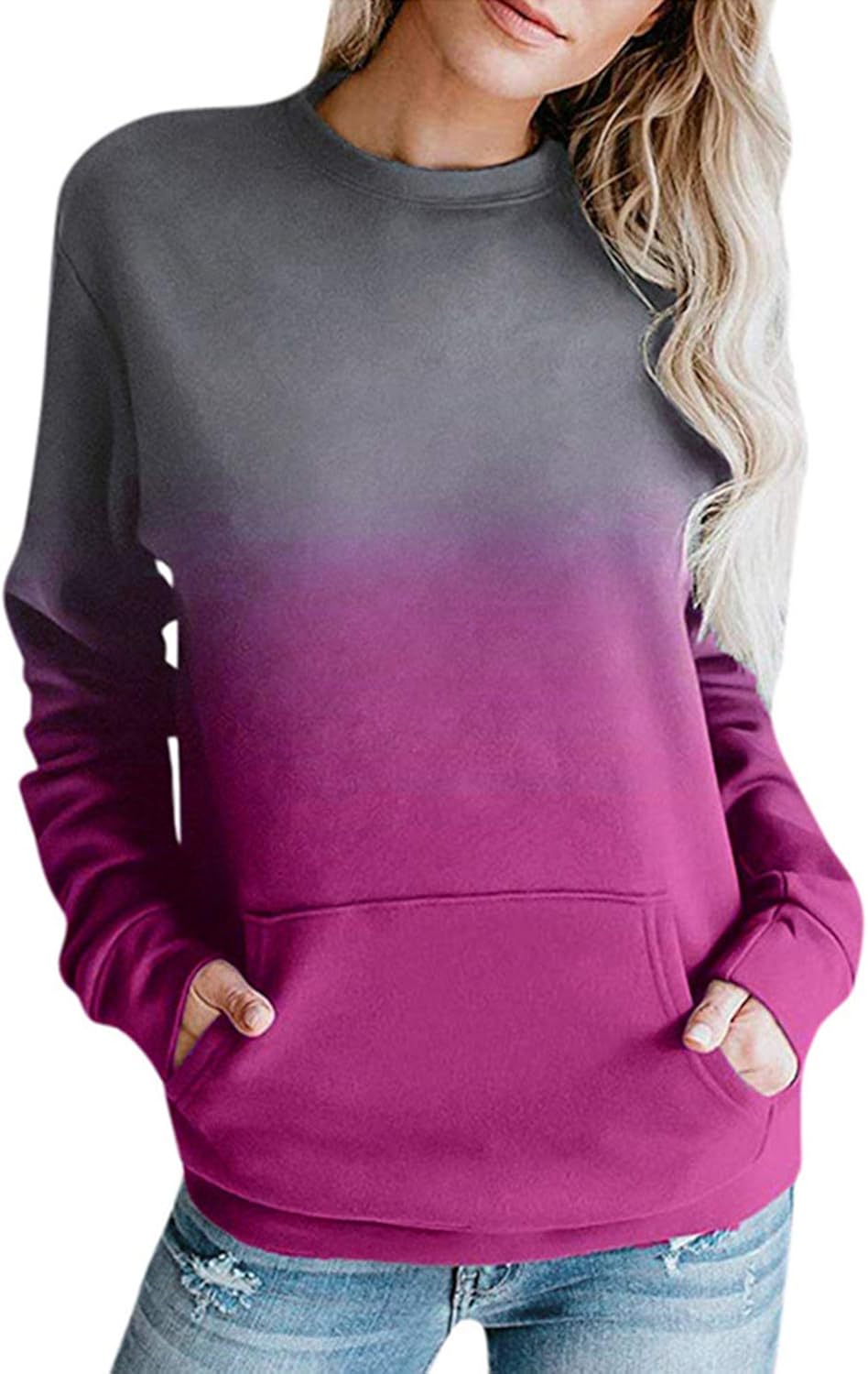 GURUNVANI Herren-Sweatshirt Mit Batik-Farbverlauf - Vintage Look