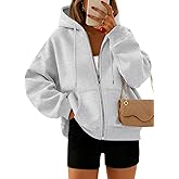 Trendy Queen Zip Up Hoodies For Women Cropped Sweatshirts Fall Fashion Outfits 2026 Y2k Fleece Teen Girls Clothes