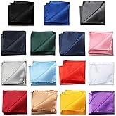 15 Pieces Mens Pocket Squares, 8.6 x 8.6 Inch Handkerchief, Soft Silk Men Hankies for Wedding Party, Pocket Square Towel
