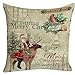 Gotd Thanksgiving Christmas 18 x 18 Pillow Covers Santa Claus Elk Decorations Decor Throw Pillow Case Sofa Waist Throw Cushion Cover Home Decor Square 45cm x 45cm (A)