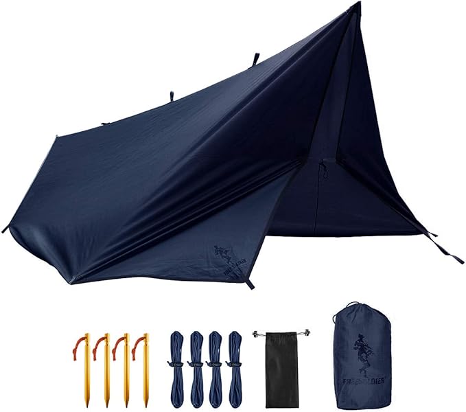 Amazon Com Free Soldier Waterproof Portable Tarp Multifunctional Outdoor Camping Traveling Awning Backpacking Tarp Shelter Rain Tarp Blue Sports Outdoors