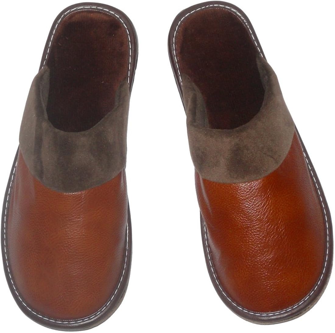 Mens Open Back Lounge / House Slippers with Leather Toe and Suede Sole (Size US9