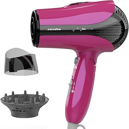 Amazon Sandooヘアドライヤー 大風量乾きが速 マイナスイオンヘアケア サーノズル カールディフューザーが付属 折りたたみ式 家庭用 Sandoo ヘアドライヤー