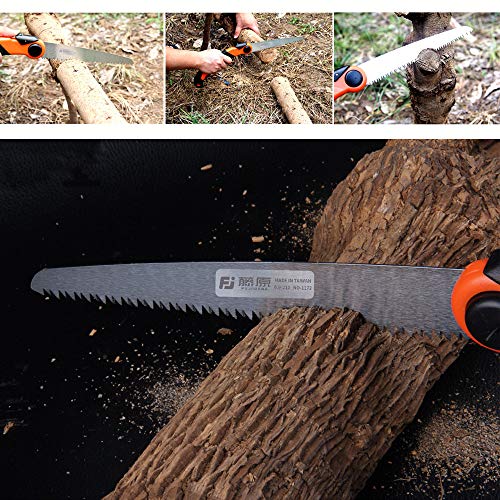FUJIWARA Heavy Duty Folding Saw, 8 Inch Pruning Hand Saw for Wood Camping, Wet & Dry Wood Garden Saw with Aggressive SK4 Steel 7 TPI Teeth
