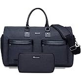 Modoker Convertible Garment Bag with Toiletry Bag, Carry On Garment Duffel Bag for Men Women Travel, Multi-Function Suit Bag 2 in 1 Hanging Suitcase, Black