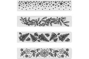 LANGFON 4 Patterns Plastic Template Embossing Folders for Card Making, Stars Leaves Flower DIY Plastic Scrapbooking Photo Album Card Paper DIY Craft Decoration Template Mold