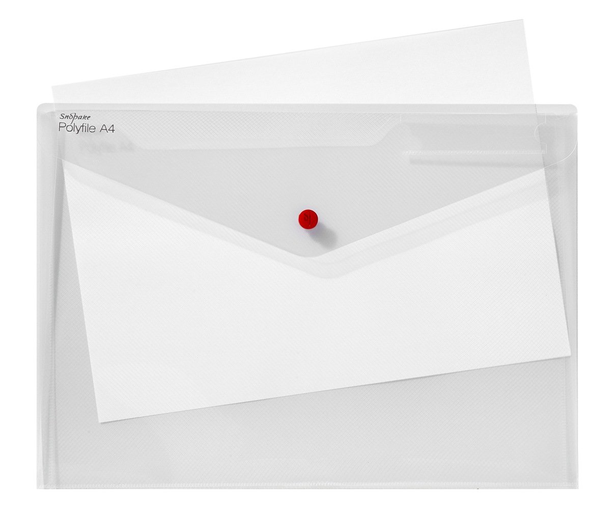 Snopake Foolscap Polyfile Twin Pocket Popper Wallet with Press Stud Closure –Clear [Pack of 5] Ref: 15690