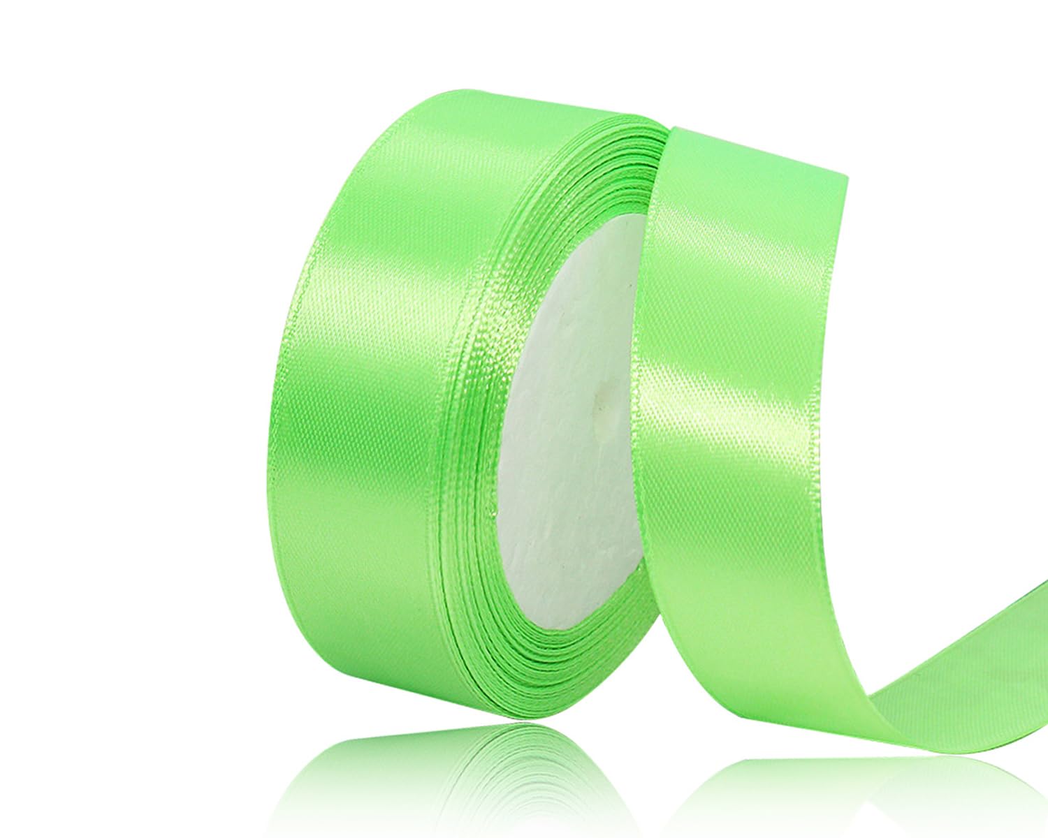 Apple Green Satin Ribbon 25mm, 22 Meters Apple Green Fabric Ribbons for Gift Wrapping, Crafting, Hair Bows, Sewing, Wreaths, Cakes, Wedding Party and Christmas Decoration — image 1
