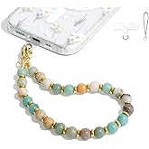DALSTONE Authentic Gemstone Beaded Phone Wrist Strap, Detachable Phone Bracelet Strap with Tether Tab