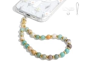 DALSTONE Authentic Gemstone Beaded Phone Wrist Strap, Detachable Phone Bracelet Strap with Tether Tab