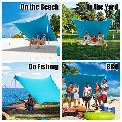 RUNBOW Beach Shade Canopy, Pop Up Sun Shade Tent with 2 Aluminum Poles