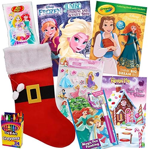 Disney Princess Christmas Stocking Stuffer by ColorBox Crate, 8 Pack, Disney Princess with Disney Princess Coloring Books, Princess Stickers, Princess Candy, for Children Ages 3-8