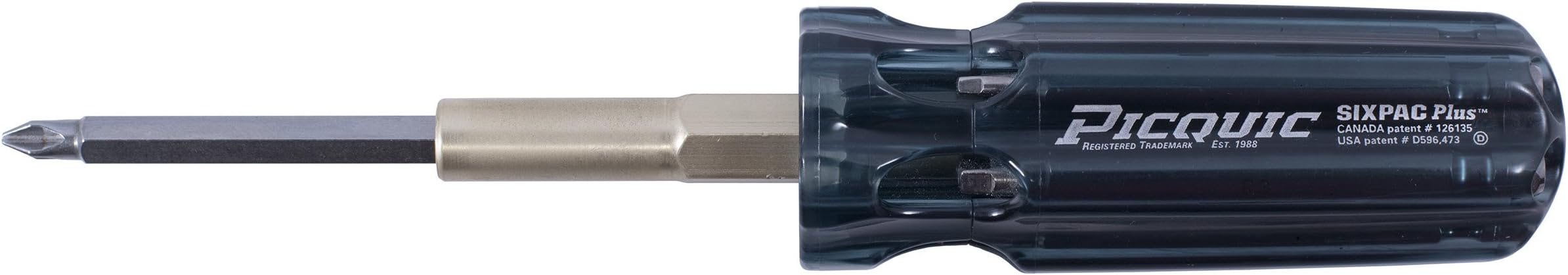 Picquic 88101B Sixpac Plus 7 Bit Multi-Bit Screwdriver, Bulk, Black