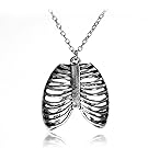 Meiligo Fashion Doctor Nurse Gift Human Anatomy Necklace Jewelry Just breathe letter Anatomical Lung Heart Charm Necklace