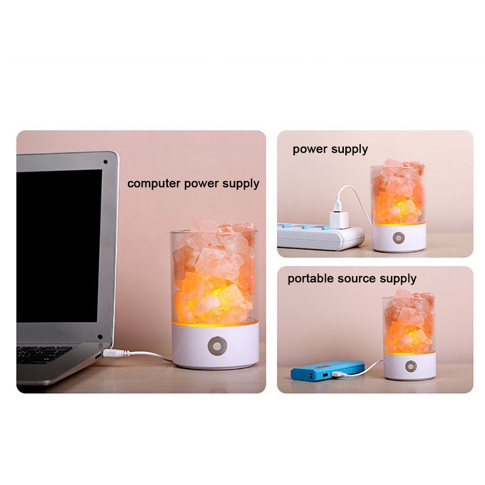 Denshine Himalayan Salt Lamp Salt Lamp with Dimmer Switch 7 Colorful Night Light Air Purifying Ionic Natural Salt Crystal Lamp Night Light for Kids (Black)