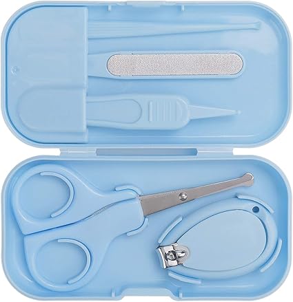 Set Manucure Bebe Kit 5 En 1 Avec Coupe Ongles Ciseaux Lime Pince A Epiler Et Oreille Sur Kit Soins Des Ongles Pour Nouveau Ne Bebe Enfant En Bas Age Enfants Bleu Amazon Fr Bebes Puericulture