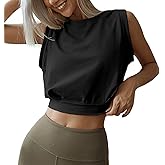ARRIVE GUIDE Crop Top Athletic Shirts for Women Cute Sleeveless Yoga Tops Running Gym Cotton Cropped Workout Clothes