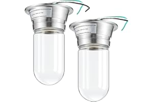 Tujoe 2 Pcs Restaurant Canopy Hood Light Fixture with Thermal and Shock Resistant Clear Coated Tempered Glass Globe