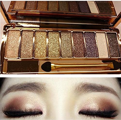 Women 9 Colors Diamond Bright Shining Colorful Eyeshadow Eye Shadow Palette Makeup Eye shadow Cosmetic with Brush (Color 3)