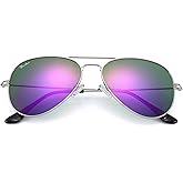 Pro Acme Glass Lenses Aviator Sunglasses for Women, Tinted Mirrored with UV400 Protection Metal Frame, 58mm