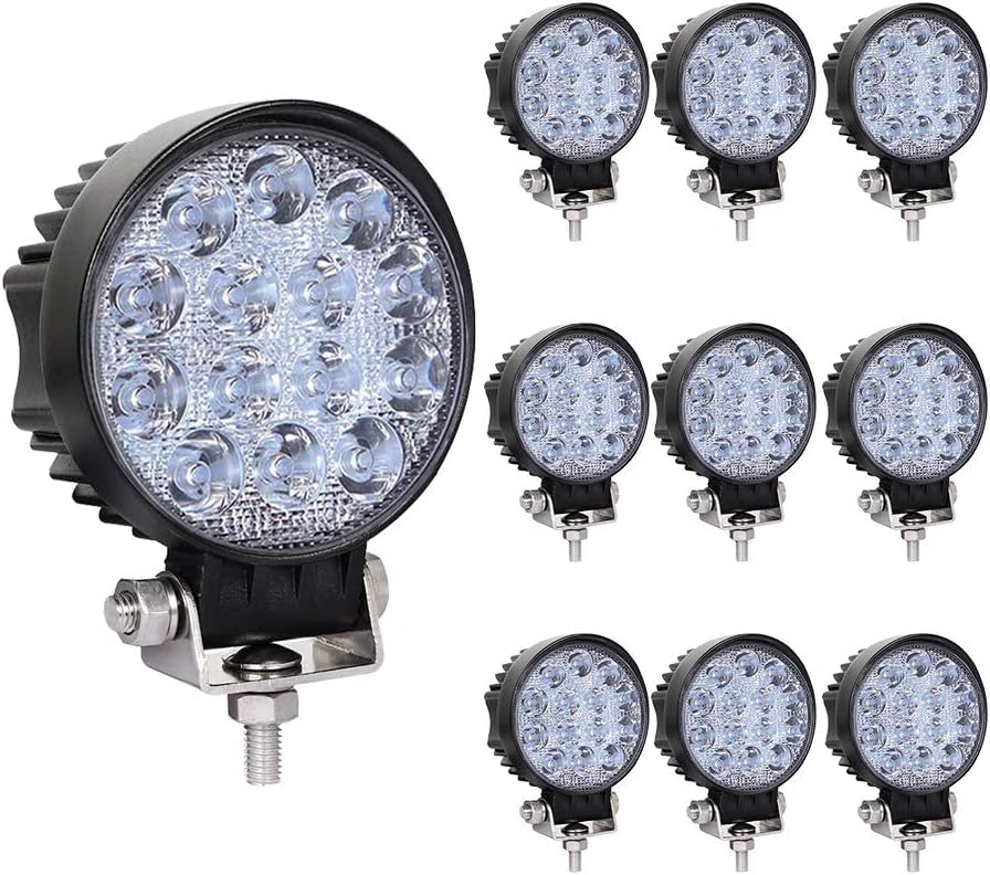 Photo 1 of 10PCS 42W LED Work Lights for Truck, Led Light Pods, 4.5Inch Spot Flood Round Lights Off-Road Led Light Fit for Trucks Off-Road Vehicle ATV SUV UTV 4WD Boat Tractor
