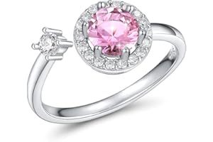 FOREVER QUEEN Birthstone Rings for Women 925 Sterling Silver Womens Month Ring Adjustable Ring Anniversary Birthday Mother's Day Jewelry Gift for Wife Mom Daughter Friend