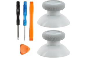 TOMSIN® Replacement Thumbsticks for Xbox One/ PS4 Controllers, Joysticks for Xbox One S (2-Pcs) (White-Grey)