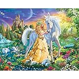 Bits and Pieces - 100 Piece Jigsaw Puzzle - Princess and Unicorn at Twilight - 100 pc Fantasy Jigsaw by Artist Adrian Chesterman