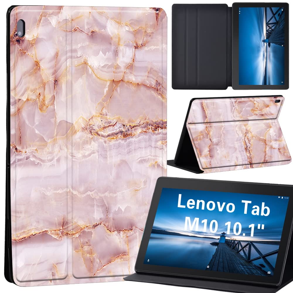 Printed Case for Lenovo Tab M10, Ultra Slim Lightweight Smart Shell Stand Cover for Lenovo Smart Tab M10 10.1 Inch FHD Tablet 2018 Release, (pastel marble)