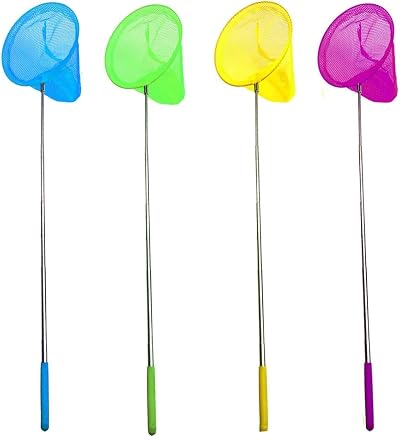 JZK 4 Pack Kids Long Handle Telescopic Fishing Nets Ponds Rock Pools