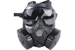 AOGLENIC M50 Airsoft Protective Gas Mask Tactical, Full Face Eye Protection Goggles Dummy Toxic Skull Gas Mask with Filter Fans for BB Gun Game Cosplay Halloween Masquerade Costume Props, No Anti-Gas Function