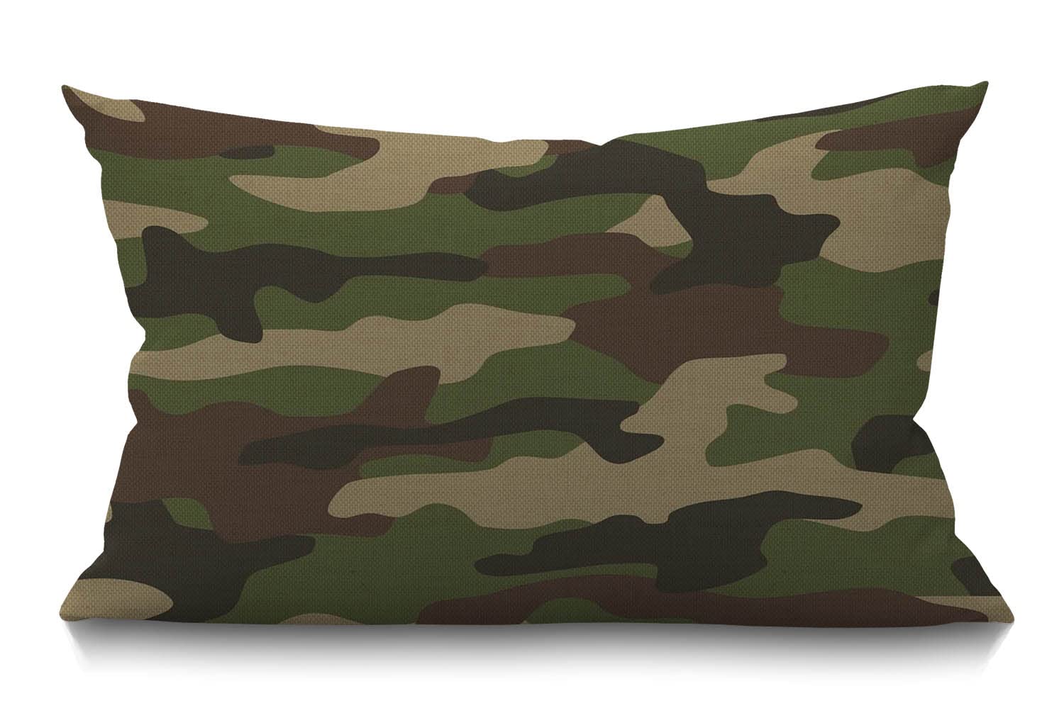 BGBDEIA Camouflage Seamless Pattern Cushion Cover Classic Style Masking Camo Repeat Print Cotton Linen Decorative Rectangular Throw Pillow Cover Pillowcase for Sofa and Bed Couch 12"X20" 30 x 50 cm