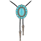 GelConnie Bolo Tie for Men Women Rodeo Cowboy Leather Necktie Turquoise Native American Western Necklace Cowgirl Costume
