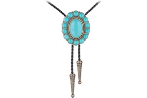 GelConnie Bolo Tie for Men Women Rodeo Cowboy Leather Necktie Turquoise Native American Western Necklace Cowgirl Costume