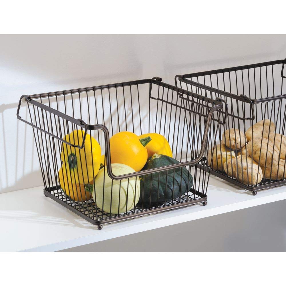 MDesign Modern Stackable Metal Storage Organizer Bin Basket With