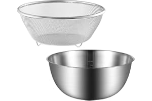 VICASKY Rice Colander Stainless Steel Fine Mesh Strainer Bowl for Kitchen Food and Vegetable Washing