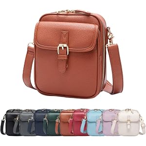 Crossbody Leather Bag,Large Capacity Sling Messenger Bag, Retro Faux Leather Built in Wallet Safe Zipper Bag for Travel