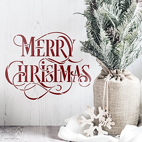 Merry Christmas Stencil Template - Reusable Stencil with Multiple Sizes Available