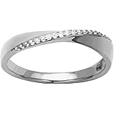 Amazon Essentials Cubic Zirconia Crossover Eternity Ring in Sterling Silver