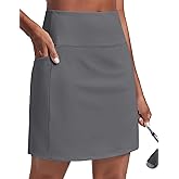 PINSPARK 19" Knee Length Skorts for Woman UPF 50+ Golf Skirts High Waisted Athletic Tennis Pickleball Skort with 4 Pockets
