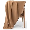 Jet&Bo 100% Camel Hair Throw Blanket for Sofa & Bed, Undyed Natural Color, Soft & Durable, Woven Design, 73" x 53”