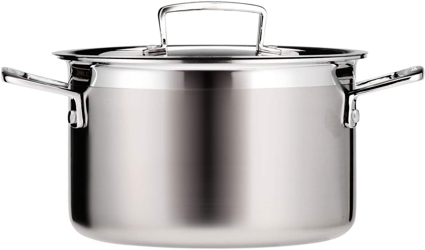 Le Creuset 3-Ply Stainless Steel Deep Casserole with Lid, 24 x 13.3 cm, 96200624001000, Silver, 24 cm - Image 3