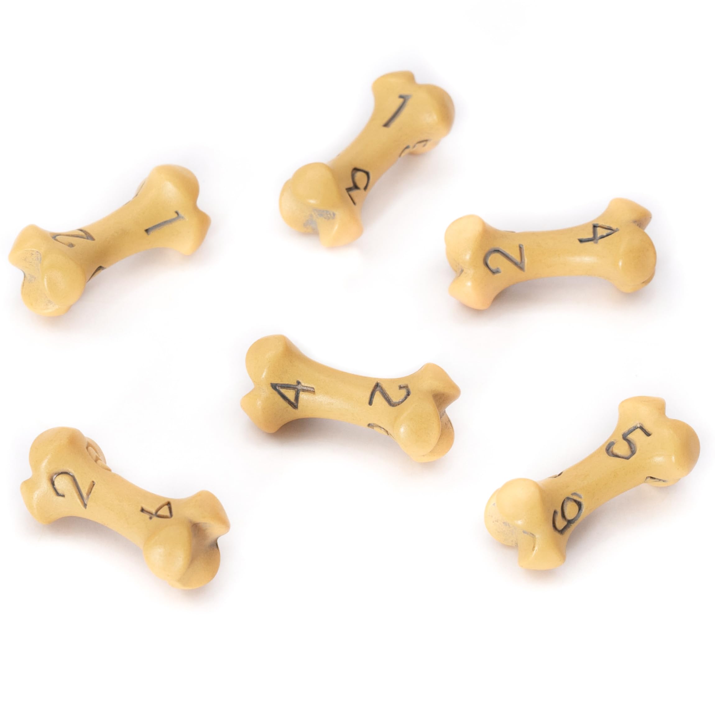 D6 Dice Set - Set of Six 6 Sided Dice - Skull & Bone Themed RPG Dice. Cool & Unique Gift for Dungeons & Dragons (DND), Warhammer, D&D, Pathfinder, D and D. (Ancient Bone Yellow)