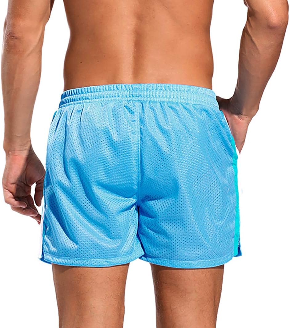 SILKWORLD Men's Mesh Athletic Running Shorts with Pockets: Clothing